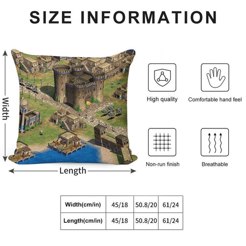 Age of Empires 2 Oriental Town Soft Durable Construction Throw Pillow