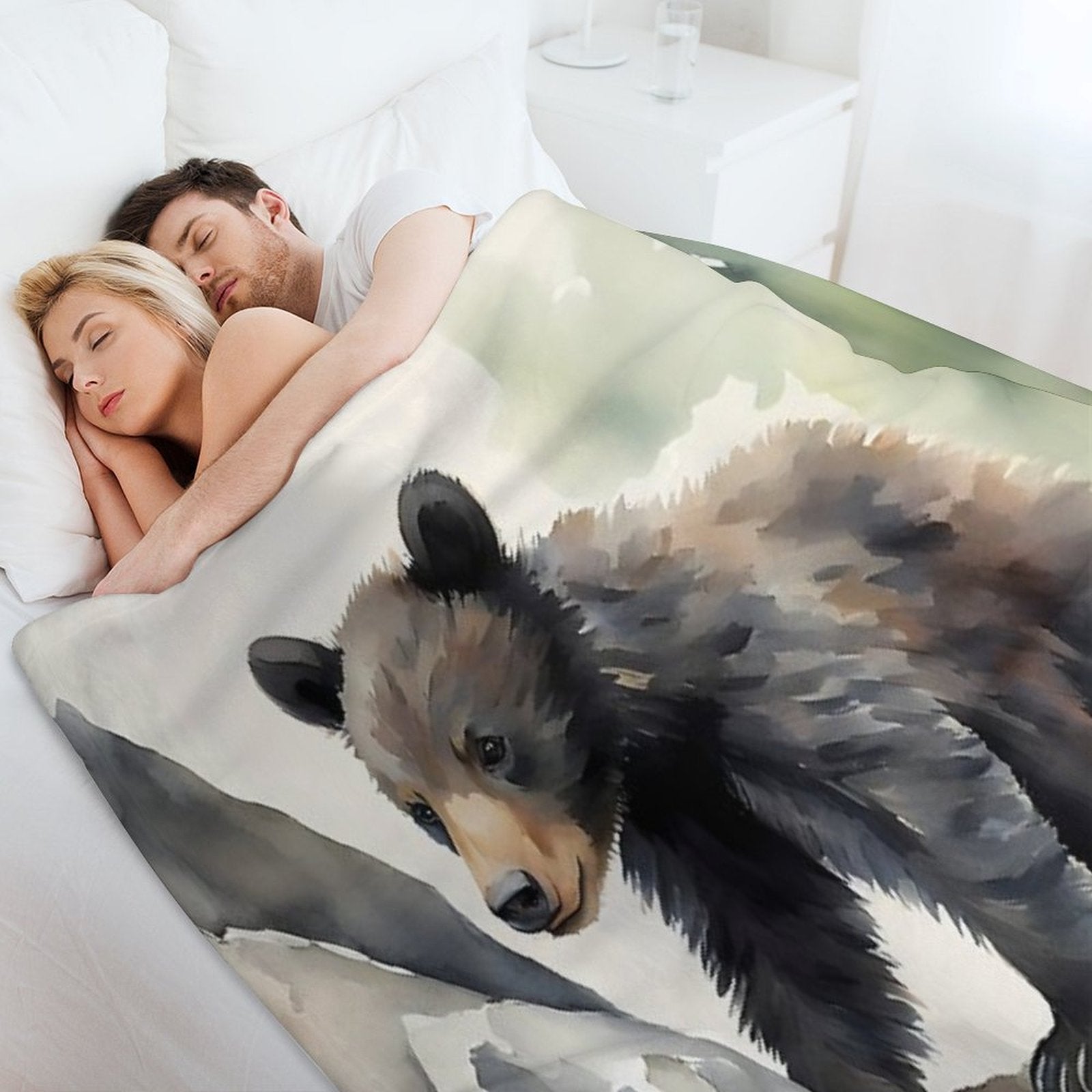 Black Bear Cub Machine-washable Throw Blanket