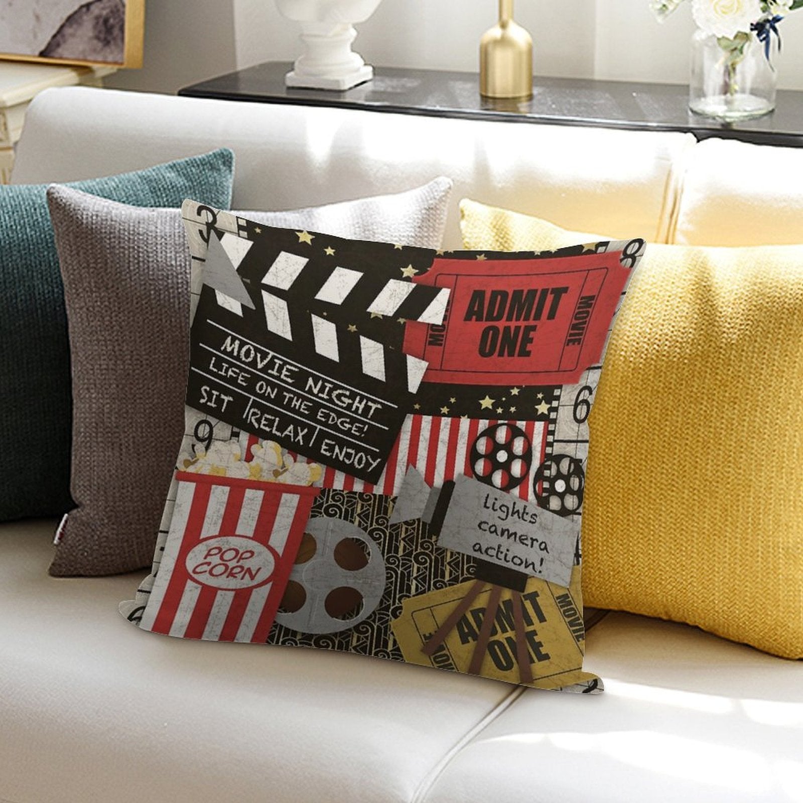 Home Movie-JP3516 Soft Short Plush Fabric Throw Pillow