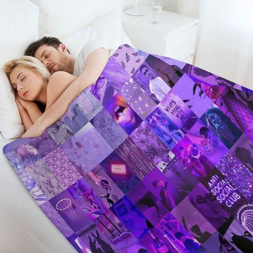 Purple Vibes Aesthetic Collage Comfort Throw Blanket