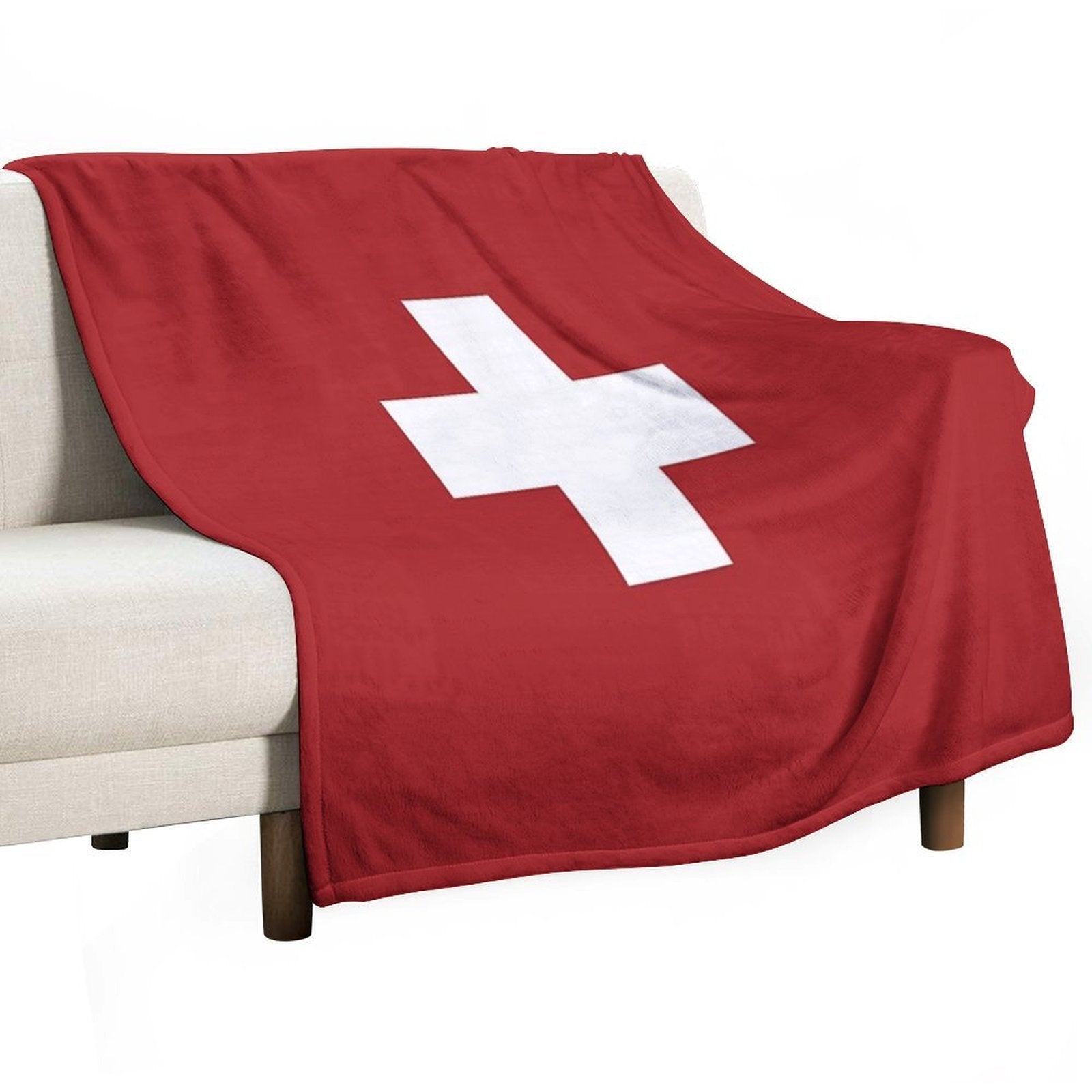 Swiss Cross Red Lightweight Throw Blanket