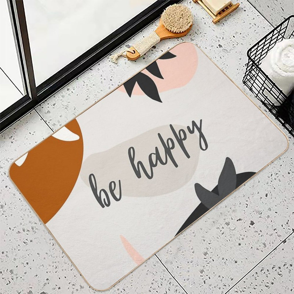 Be Happy -Boho- Modern Art - Abstract Durable Bath Mat