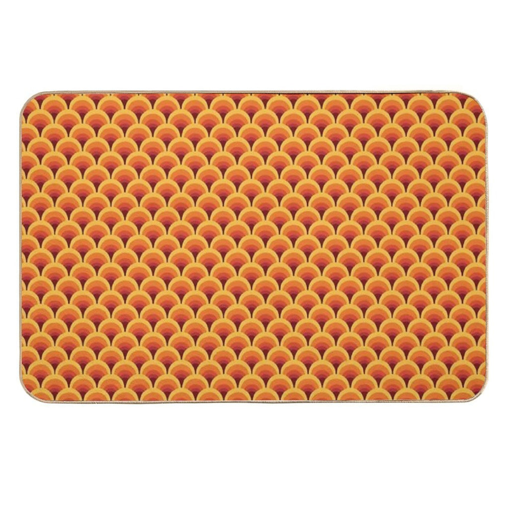 Orange Wave Gradient Retro Pattern  Dirt-Trapping Bath Mat