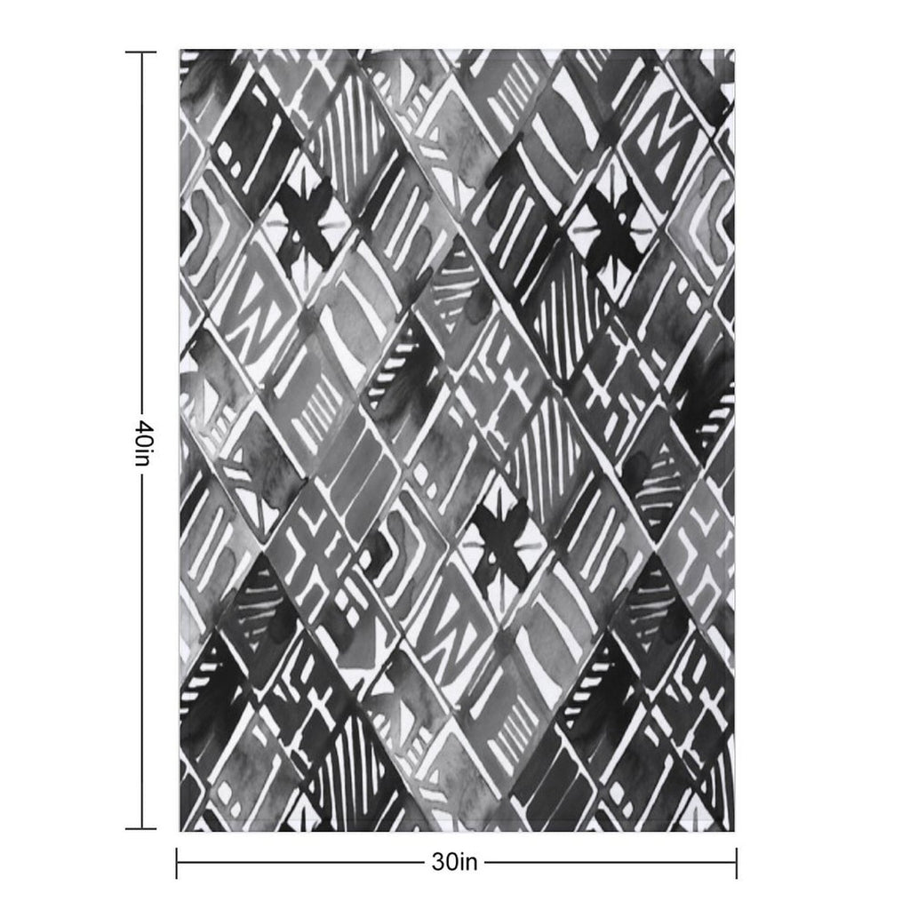Classic Black Summer Geo Easy Care Throw Blanket