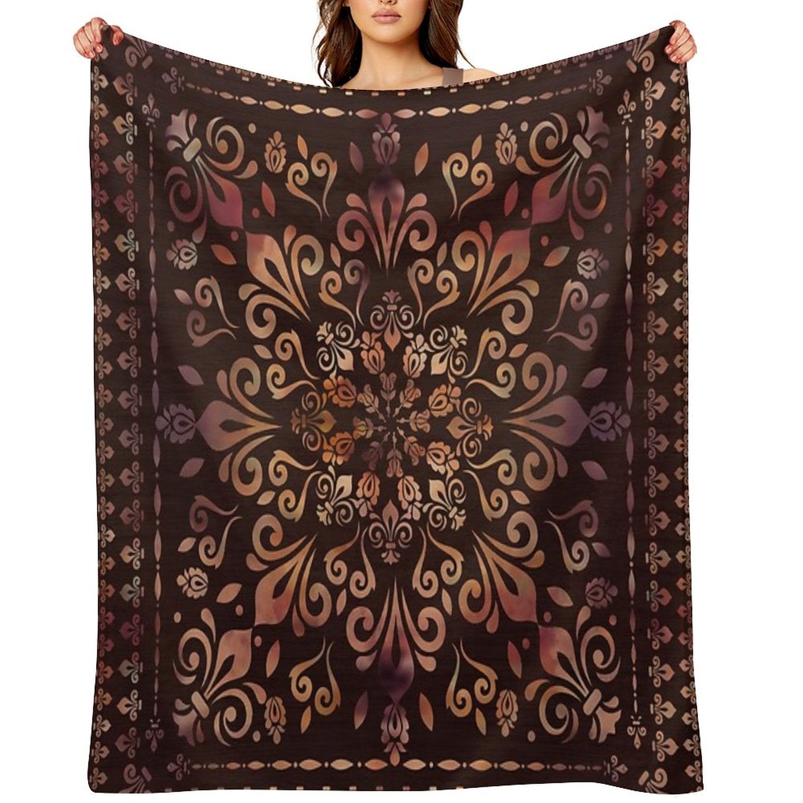 Oriental Damask Ornament - Vintage #2 Eco-conscious Throw Blanket