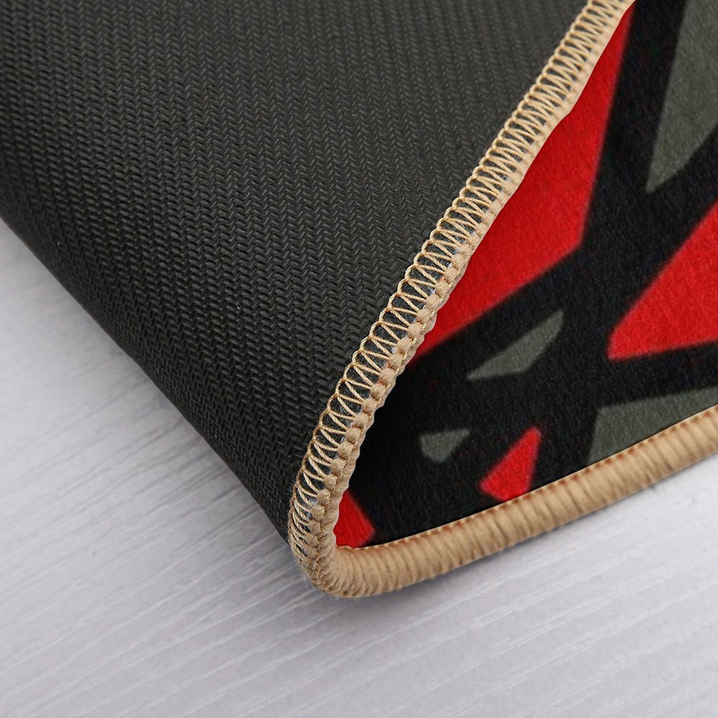 Black Lines Create Irregular Shapes Red Accent Abstract  Long-Lasting Bath Mat