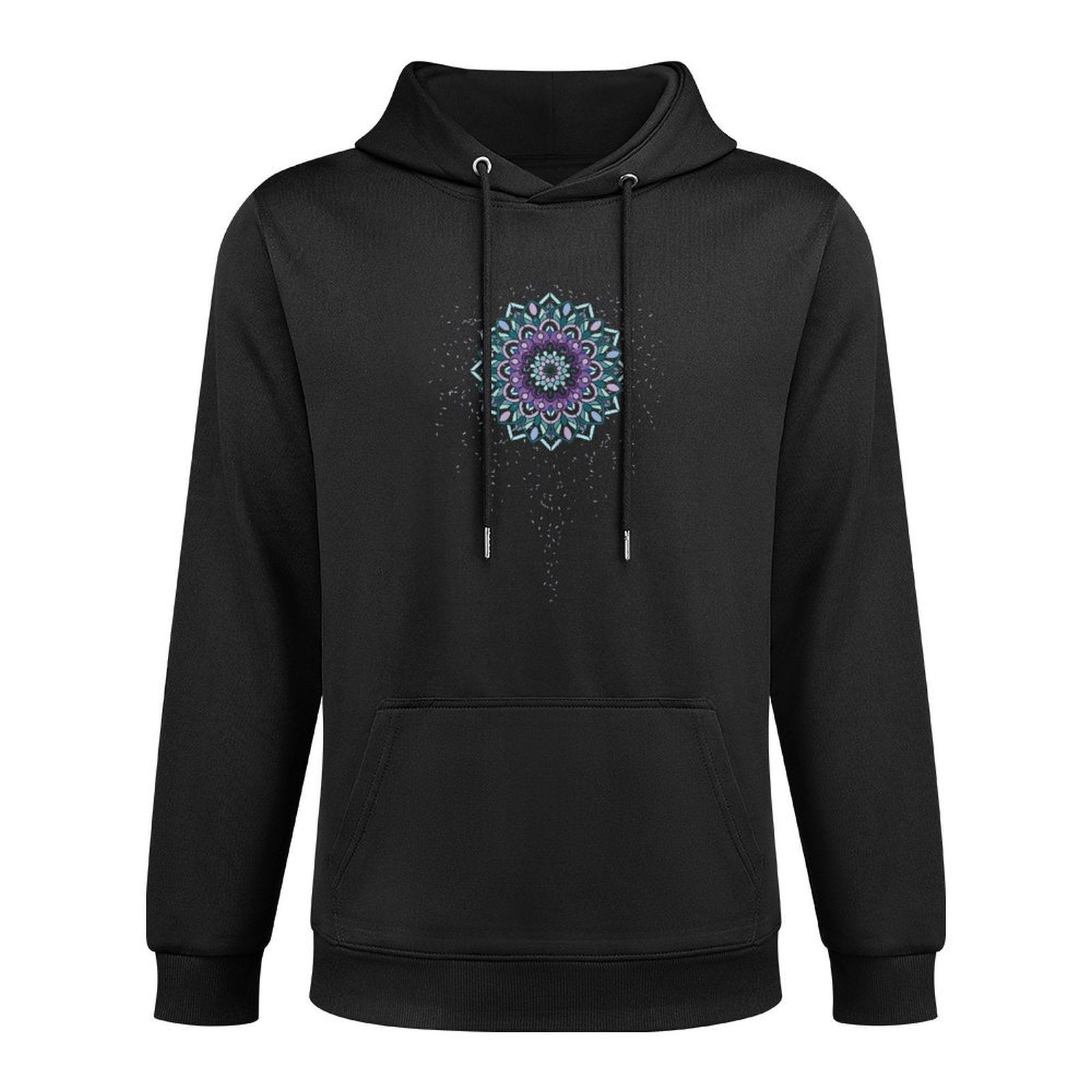 Womens Yoga Mandala Meditation T-shirt Blue, Purple, Pink Confetti Pilling-Resistant Hoodie