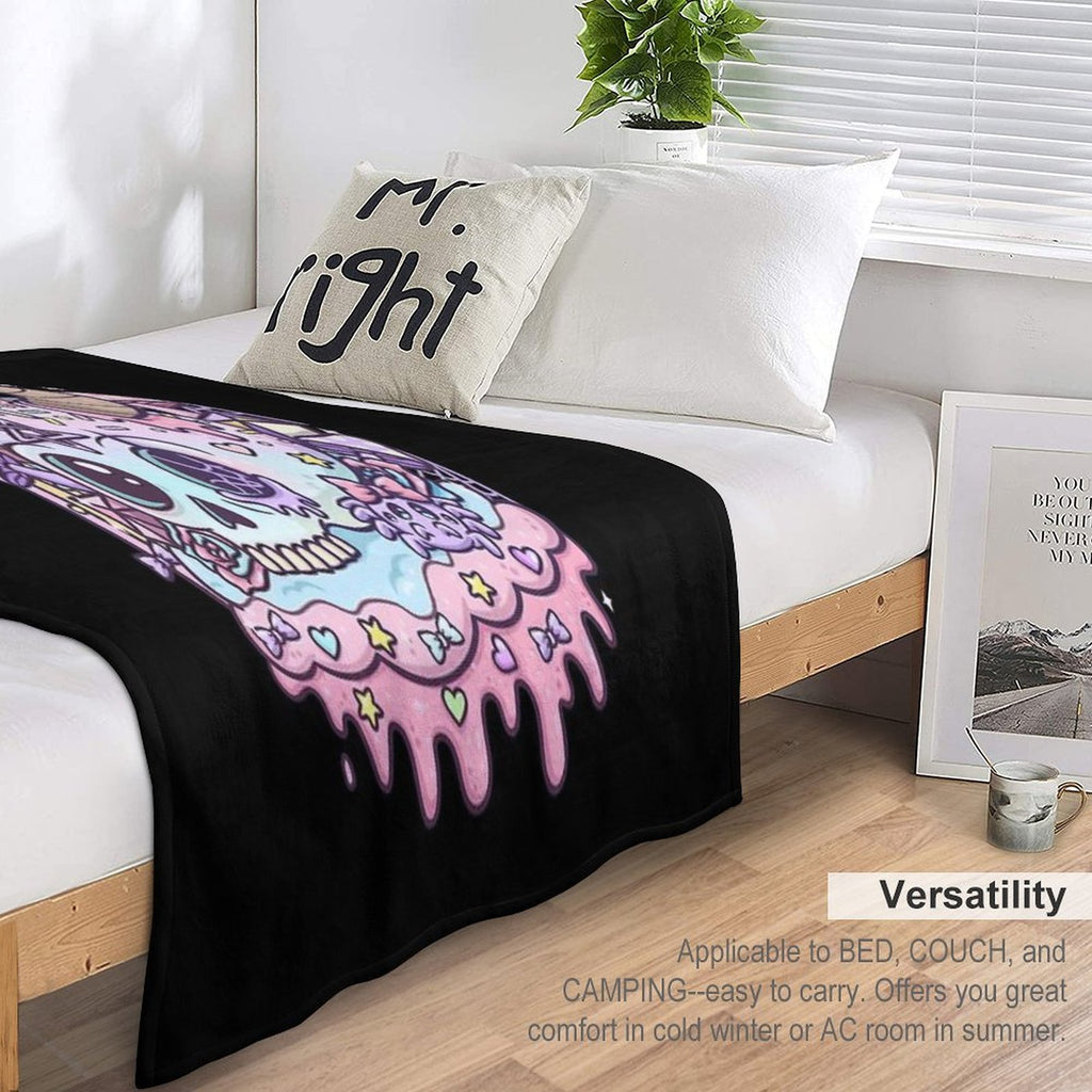Pastel Goth Skull Kawaii Anti-pilling Throw Blanket