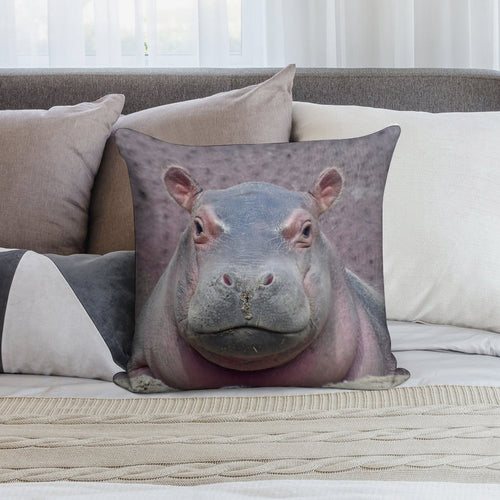 Baby Hippo Fritz at The Cincinnati Zoo Soft Shrink-Resistant Throw Pillow