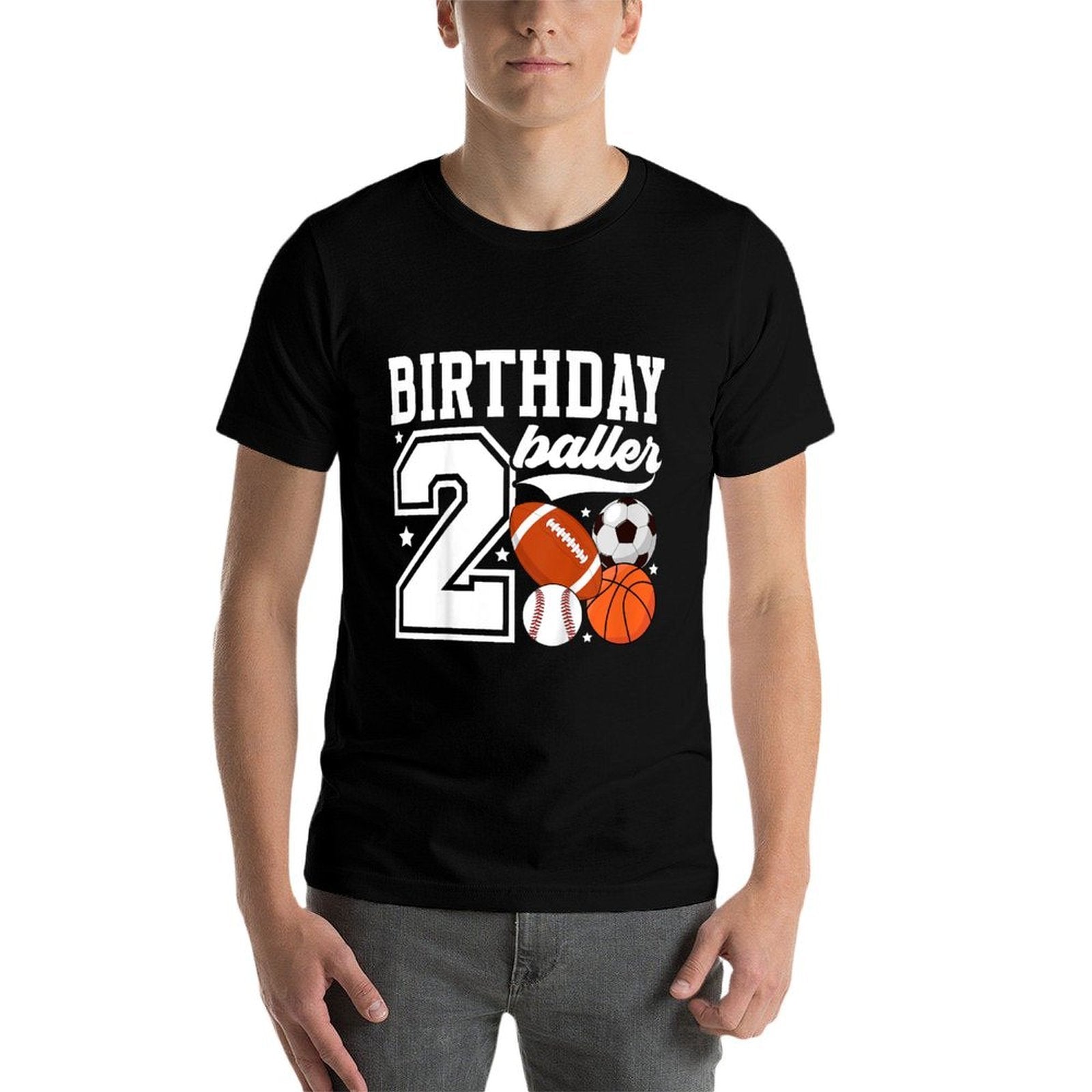 Kids 2nd Birthday Sports Birthday Party Two Year Old Boy  Ribbed Collar T-Shirt