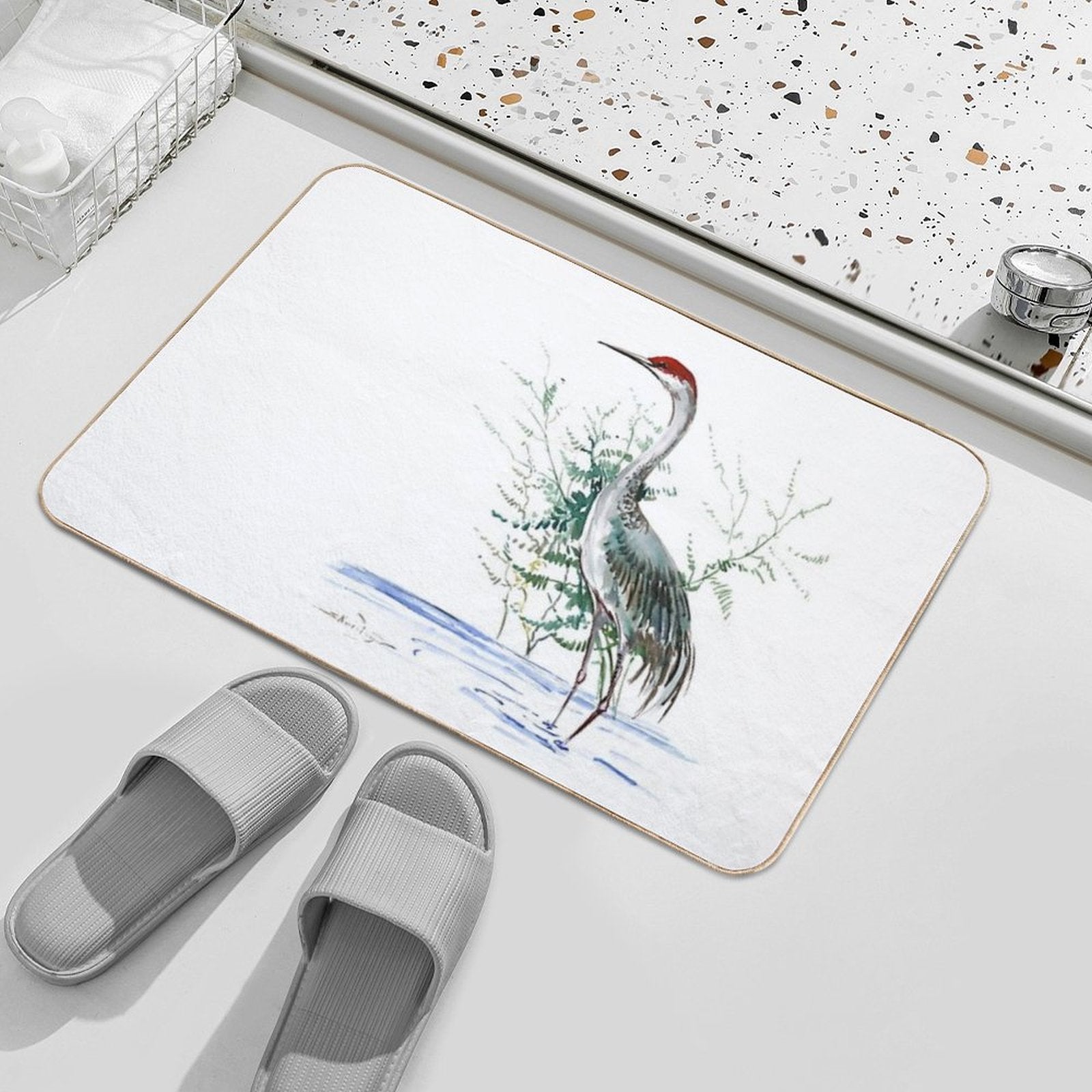 Sandhill Crane  Dirt-Trapping Bath Mat