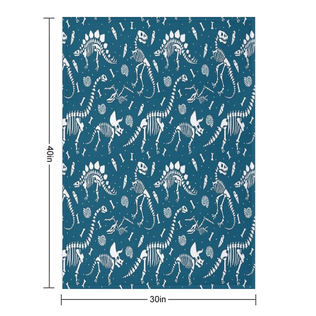 Dinosaur Fossils in Blue All-season Throw Blanket