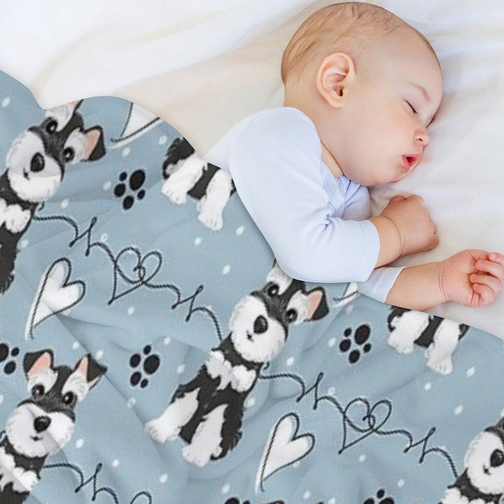 Love Black And White Miniature Schnauzer Anti-pilling Throw Blanket