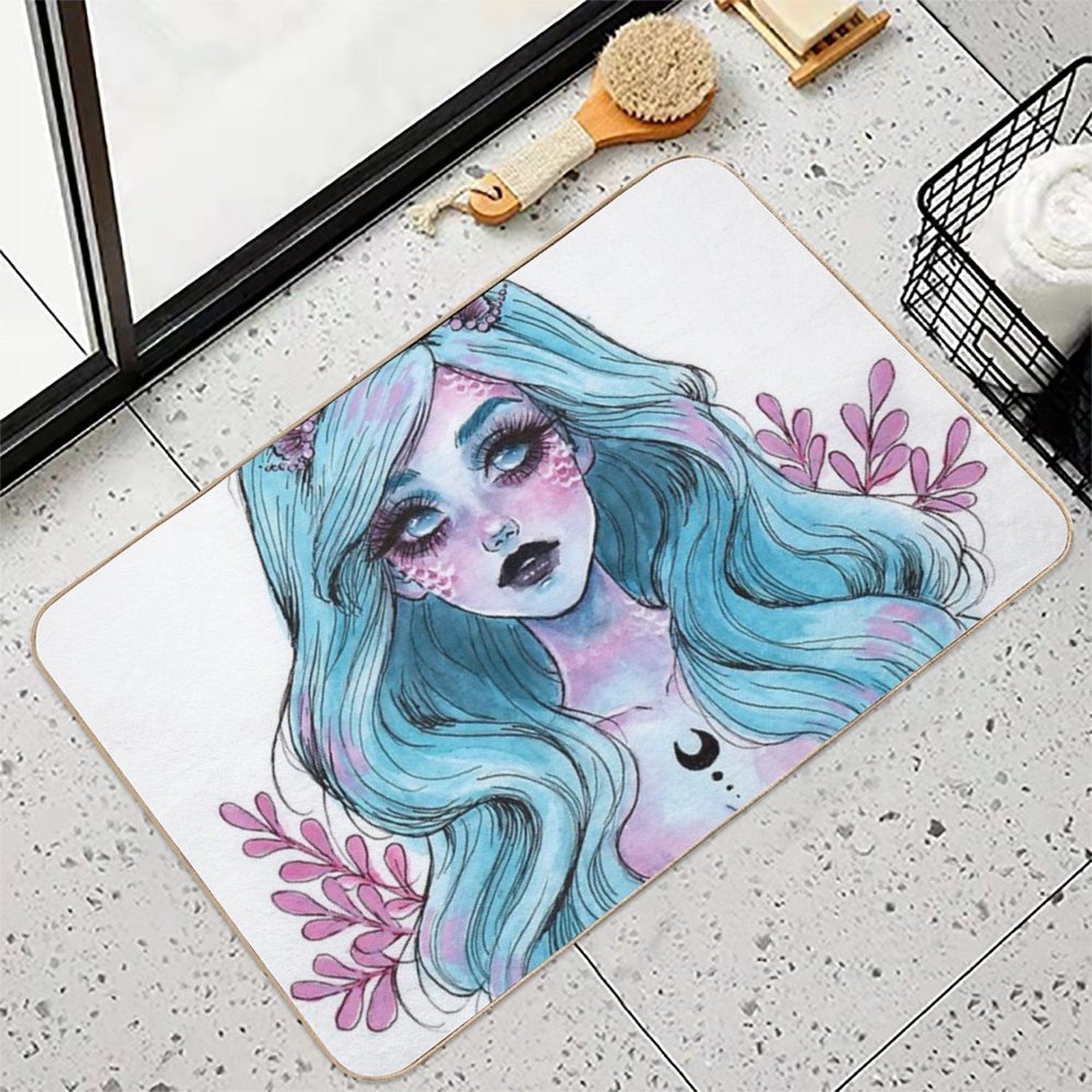Pearlescent Mermaid  Easy To Clean Bath Mat
