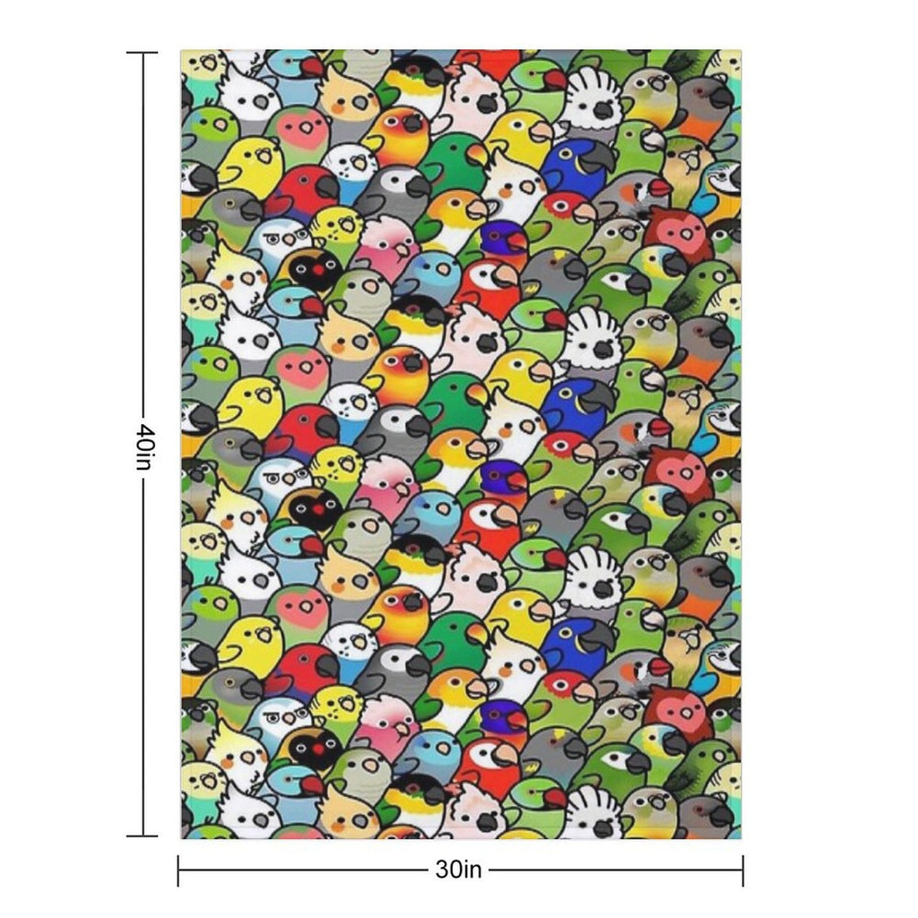 Colorful Birds Shrink-resistant Throw Blanket