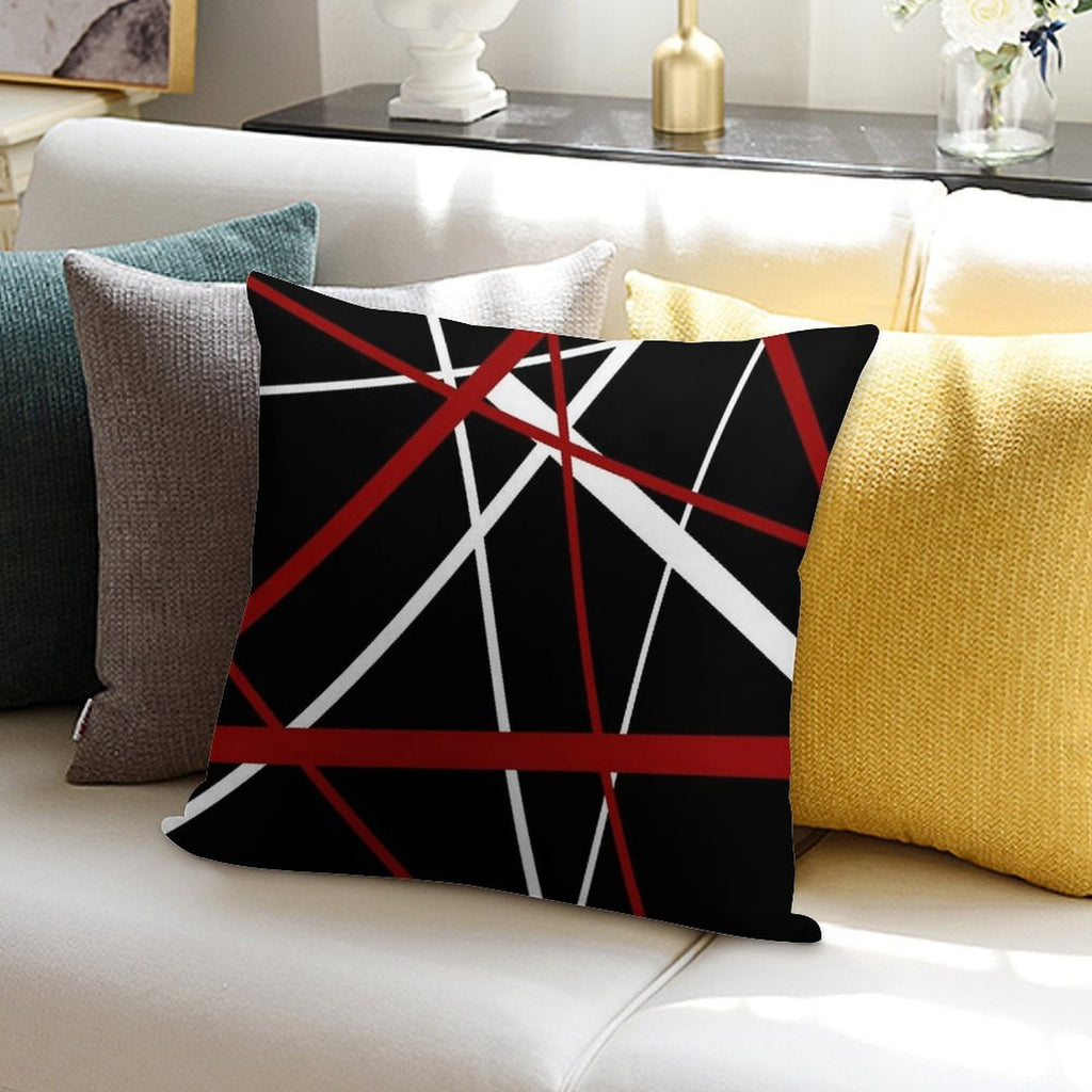 Red And White Strips Against A Black Background Soft Home Decor Throw Pillow