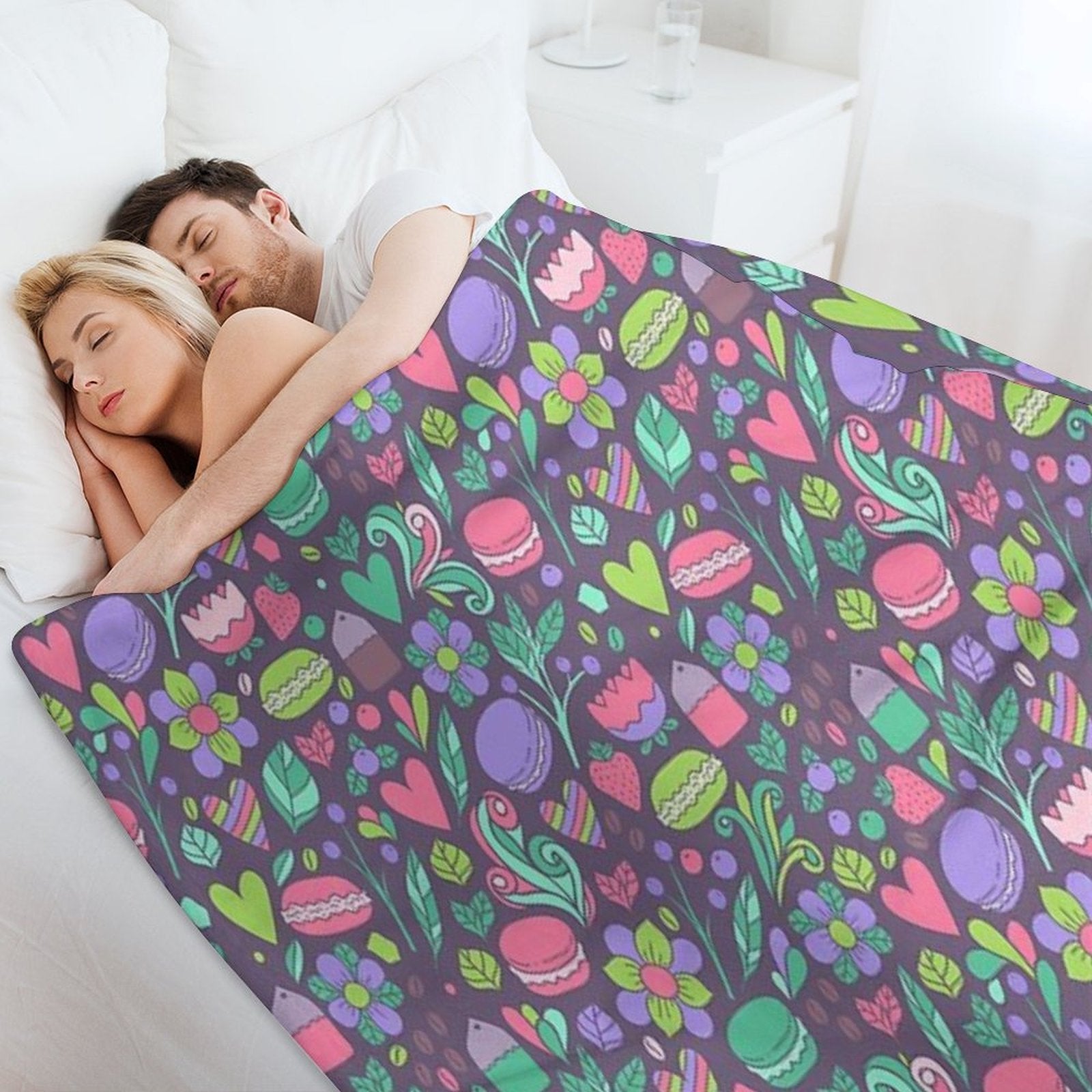 Macarons And Flowers Sustainable Throw Blanket