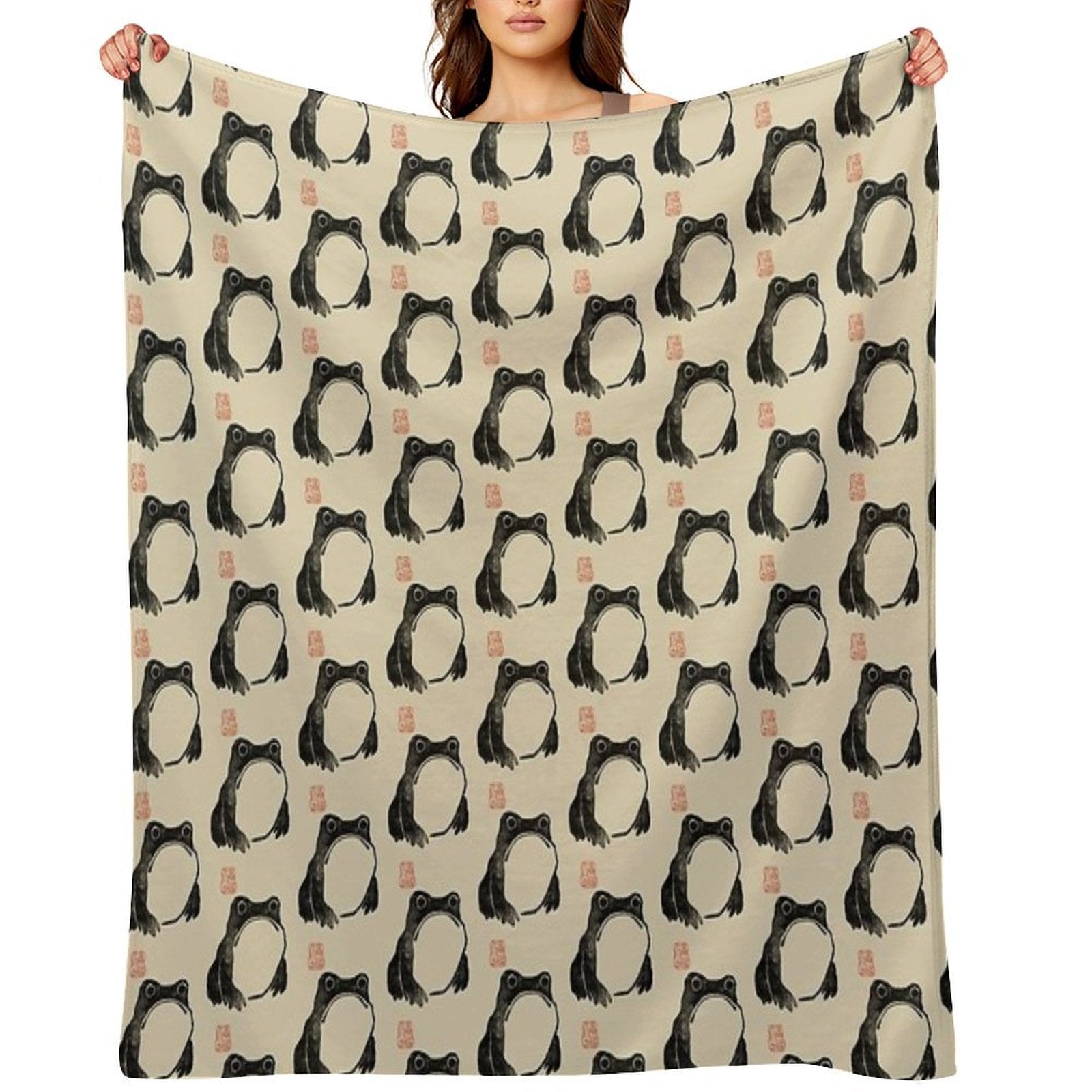 Grumpy Frog Japanese Lightweight Throw Blanket