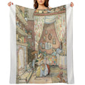 Lady Woodmouse Gets Primrose Ready for Bed Easy Care Throw Blanket