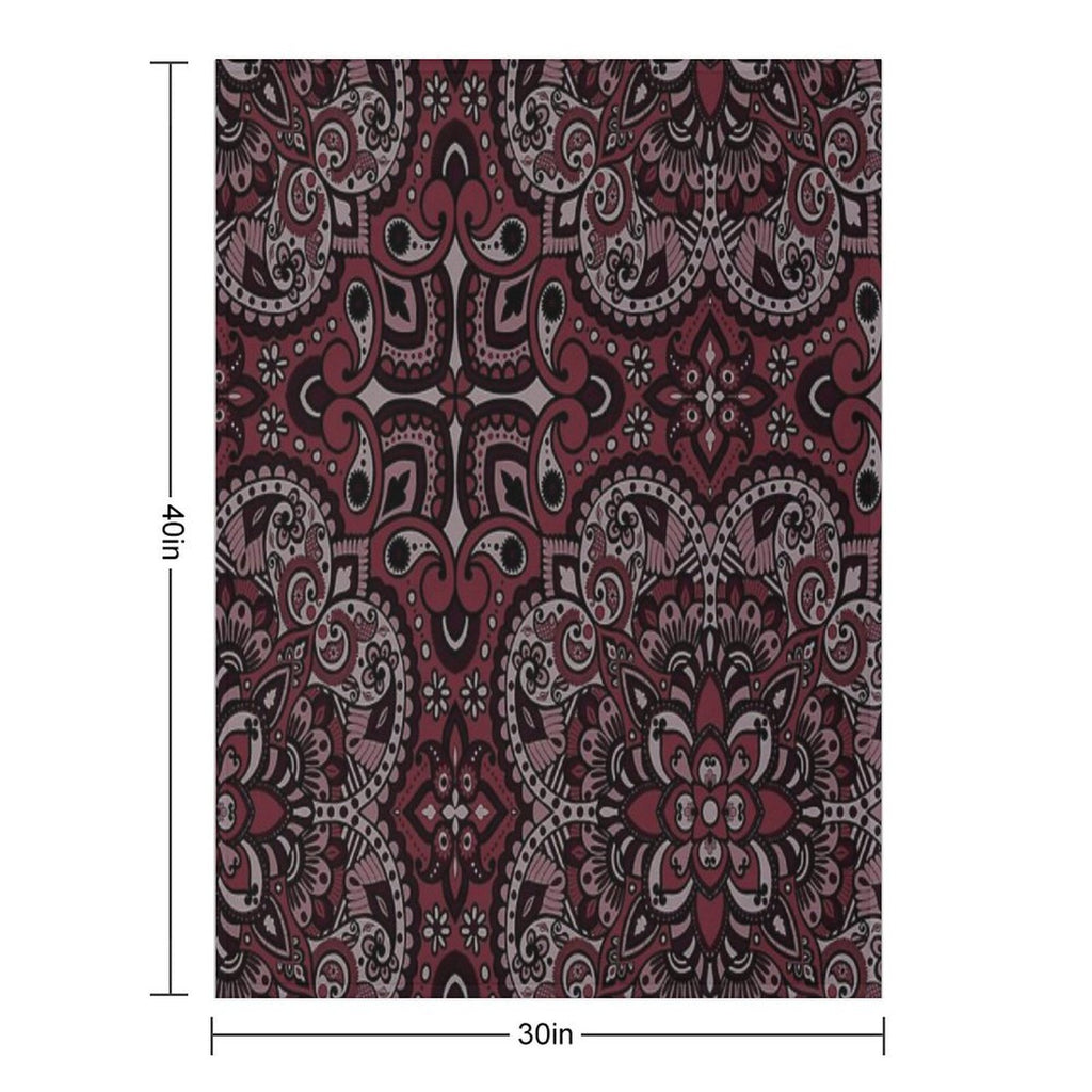 Floral Mandala Repeat Pattern - Dark Pink Versatility Throw Blanket