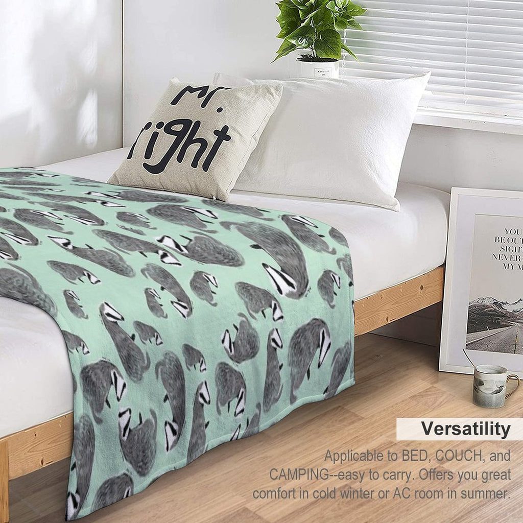 European Badger Pattern Sustainable Throw Blanket