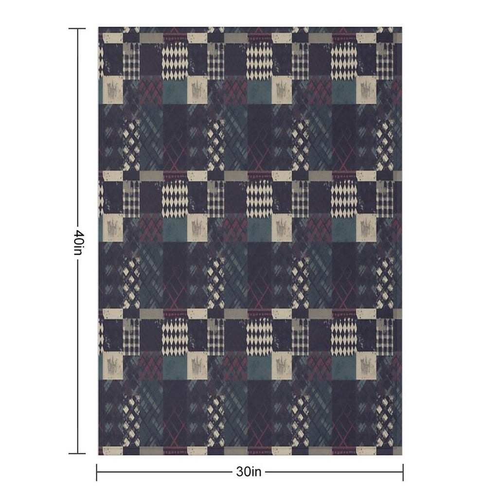 Grunge Tartan Patchwork Multi-functional Throw Blanket