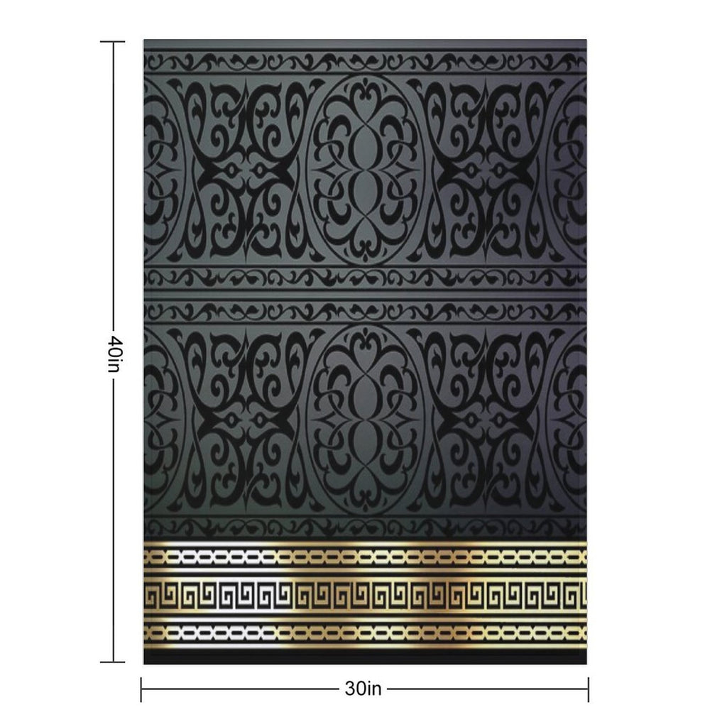 Greek Key Ornate Black & Gold All-season Throw Blanket