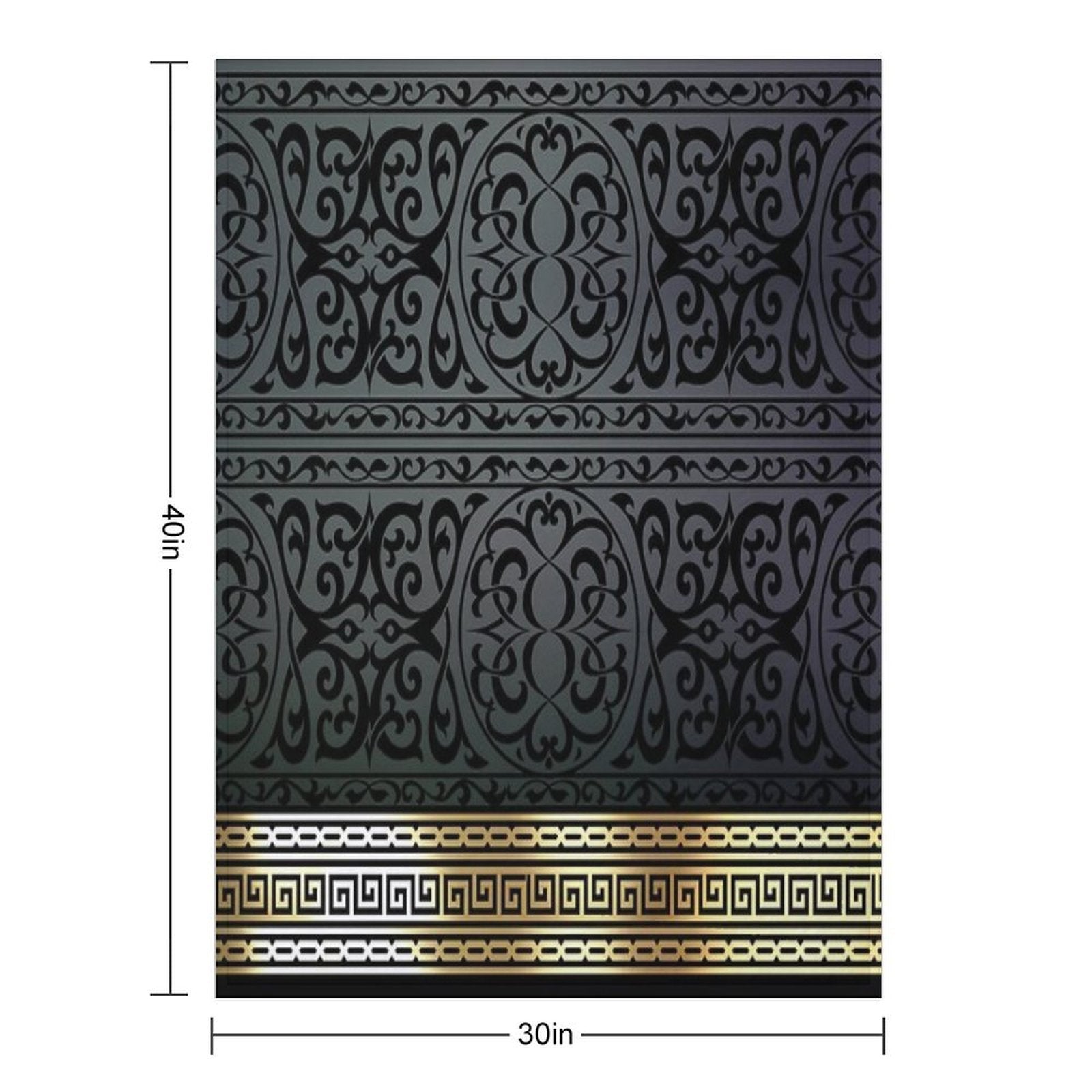 Greek Key Ornate Black & Gold All-season Throw Blanket