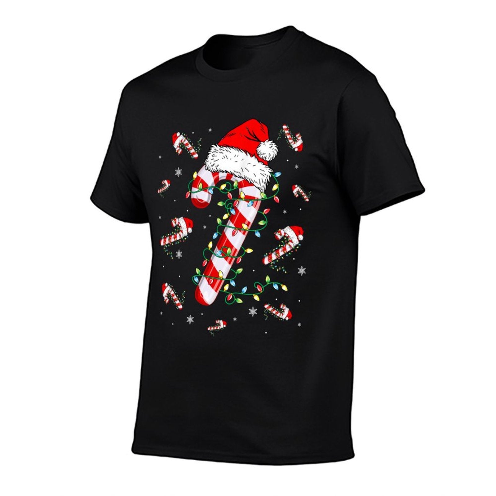Candy Cane Merry And Bright Red White Lights Christmas  Classic T-Shirt