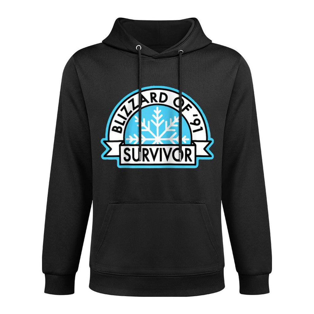 Blizzard of ’91 Survivor – Retro Snowstorm Badge Raglan Baseball Breathable Fabric Hoodie