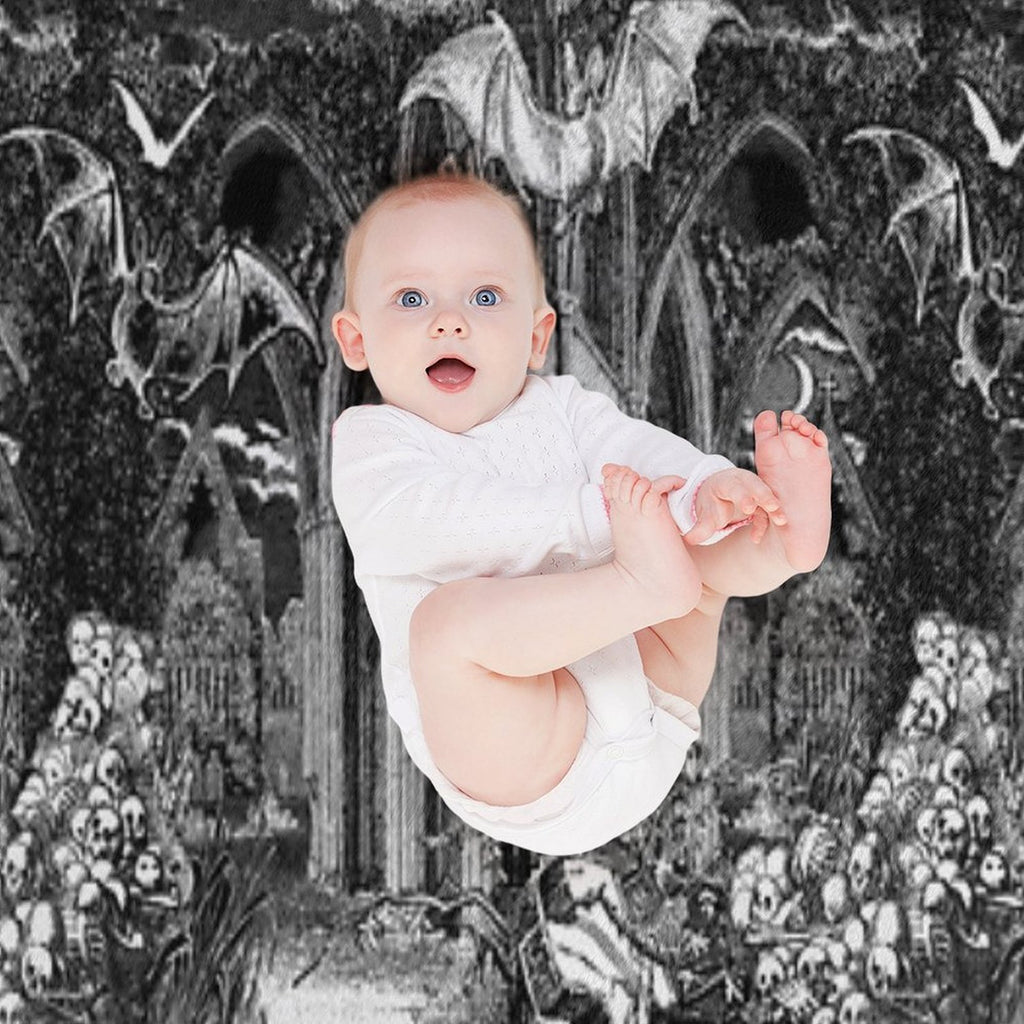 Dark Gothic Vampires Crypt Graves Bats Skulls Pattern by Moose Disco Comfort Throw Blanket