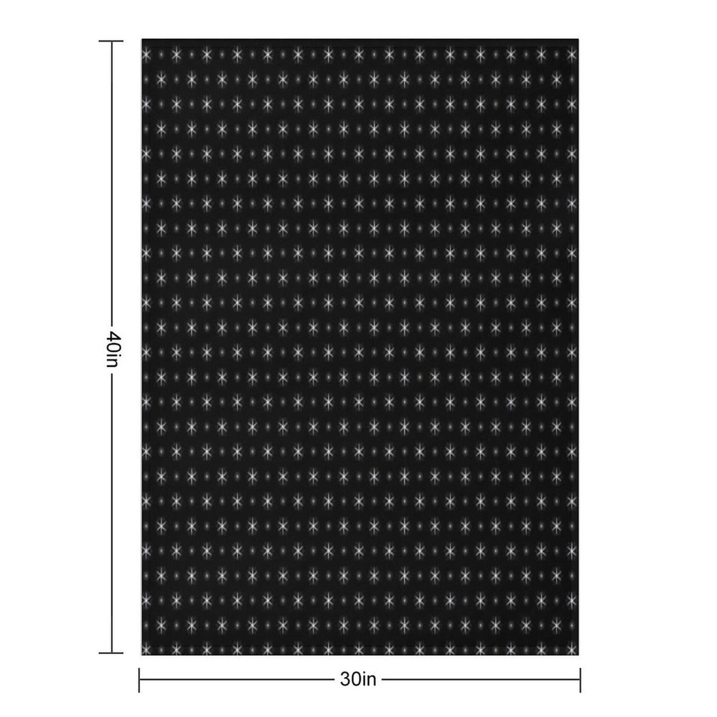 White Stars with Black Background Pattern Photographic Print All-season Throw Blanket