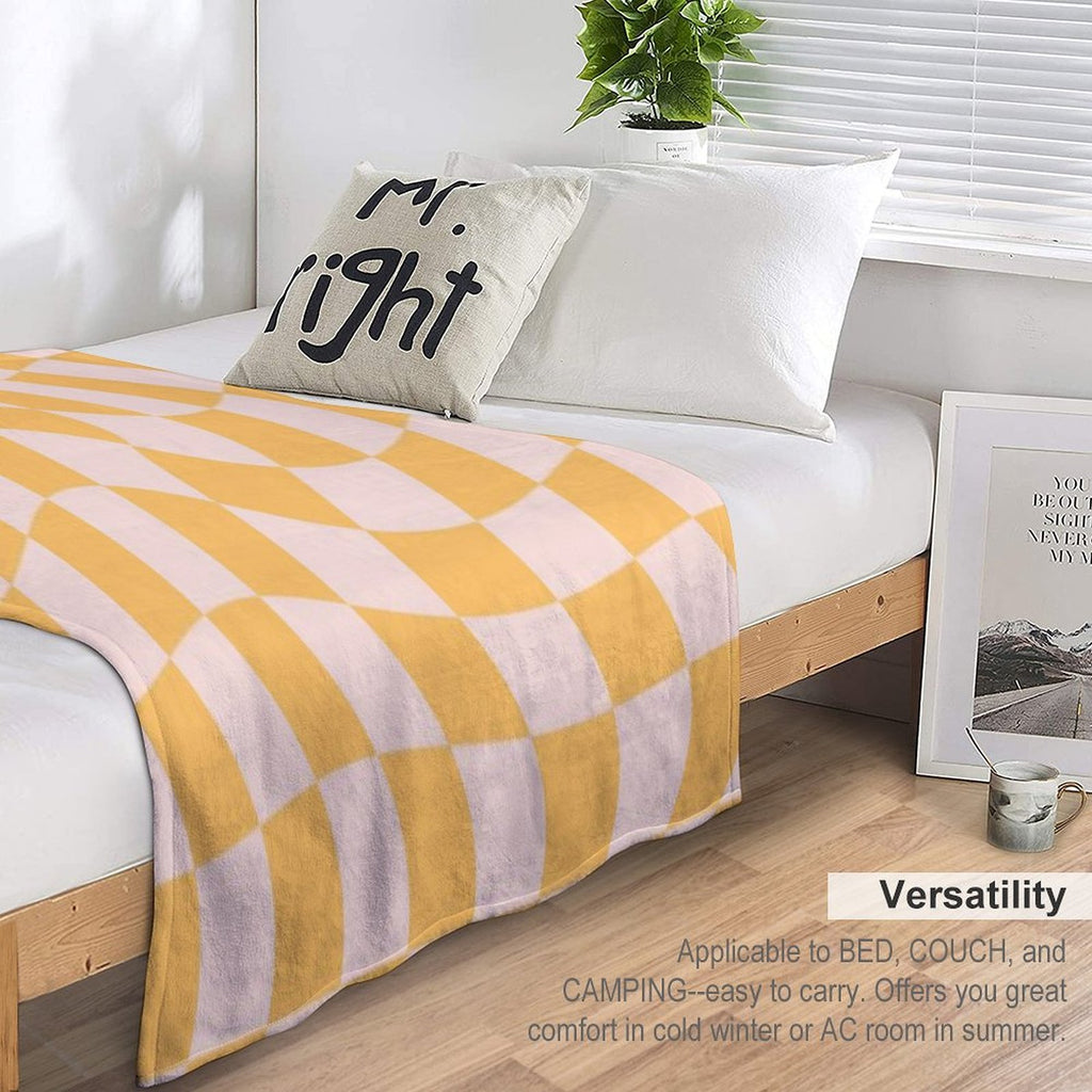 Check I - Yellow Twist Gift-ready Throw Blanket
