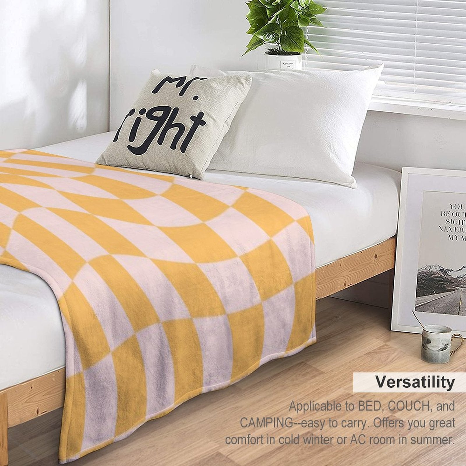 Check I - Yellow Twist Gift-ready Throw Blanket