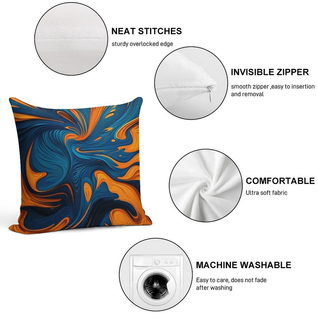 Oil Paint Orange And Blue Pattern Soft Luxury Feel Throw Pillow