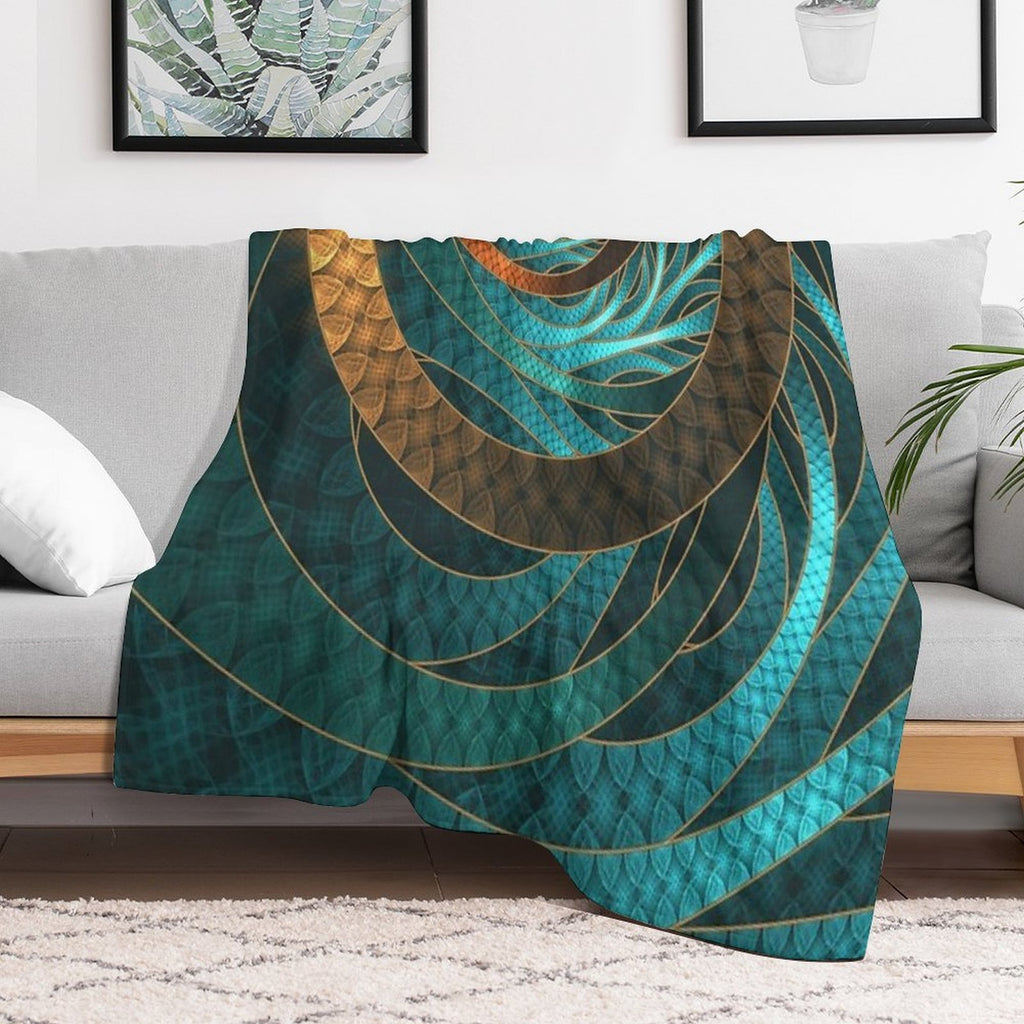 Beautiful Corded Leather Turquoise Fractal Bangles Travel-friendly Throw Blanket