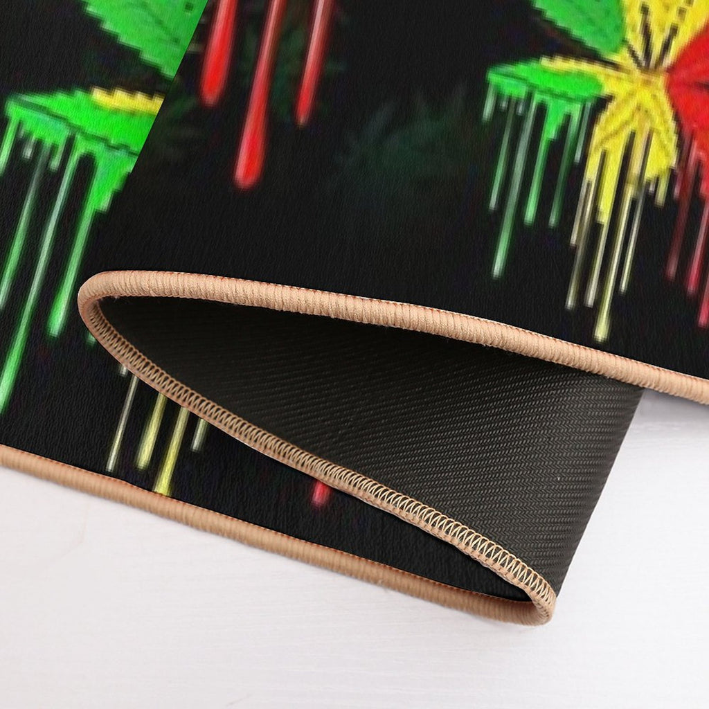 Leaf Rasta Colors Dripping Paint  Long-Lasting Bath Mat