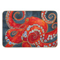 Red Watercolor Octopus  Anti-Trip Bath Mat