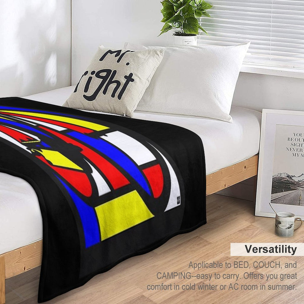Mondrianesque Road Bike Plush Throw Blanket