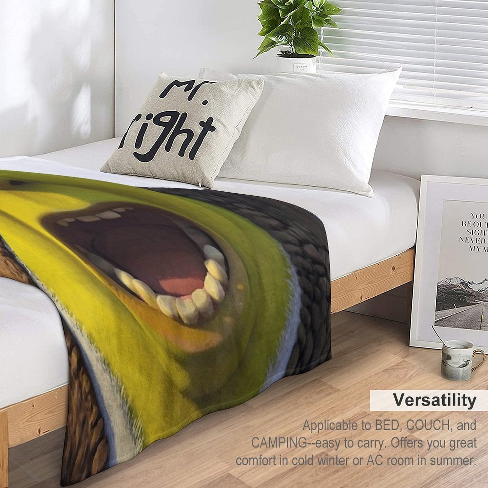 Surprised Shrek Meme Sticker – Funny Ahh! You Just Scared Shrek Decal Easy Care Throw Blanket