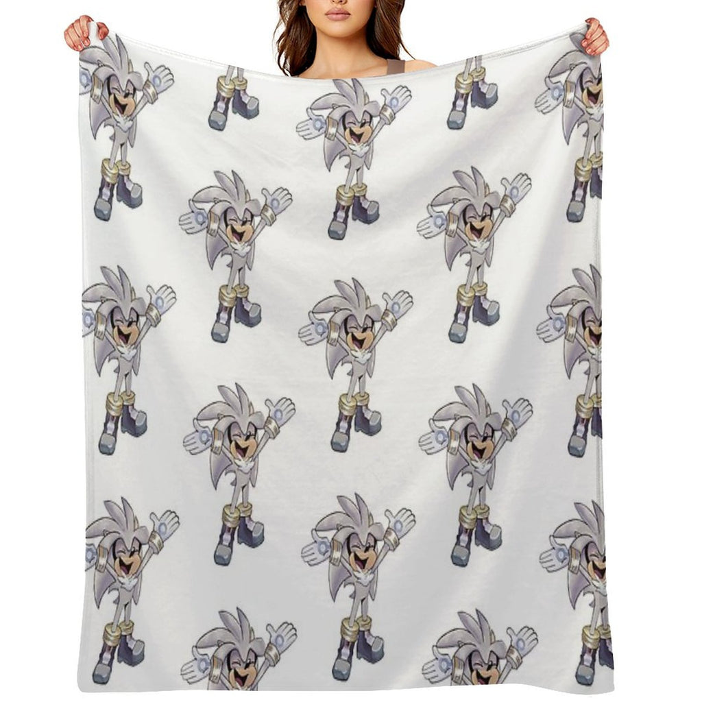 Silver Excited Plush Throw Blanket