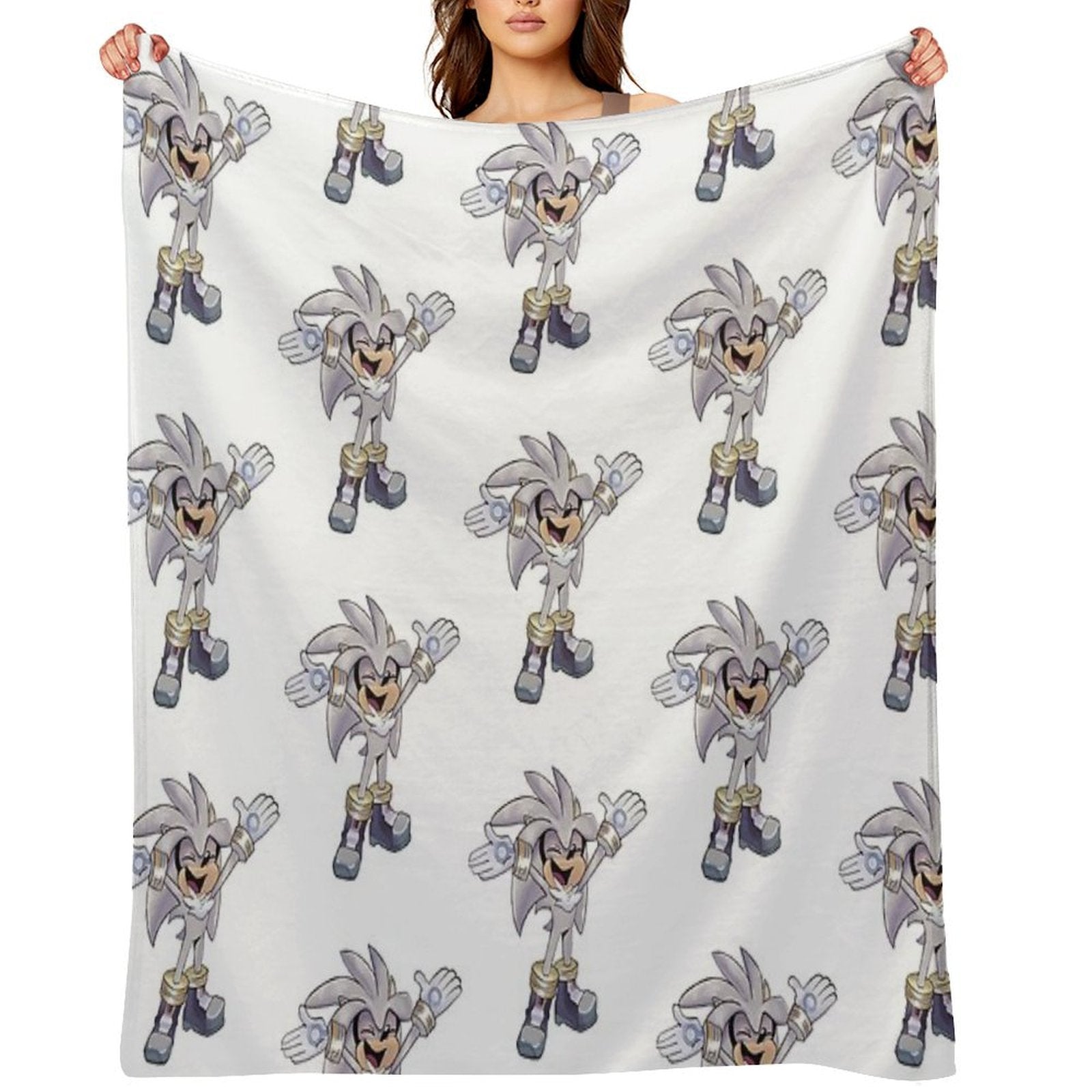 Silver Excited Plush Throw Blanket