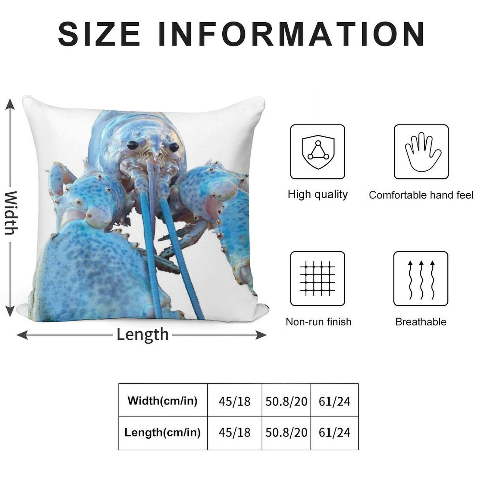 Blue Lobster Jumpscare Soft Home Decor Throw Pillow