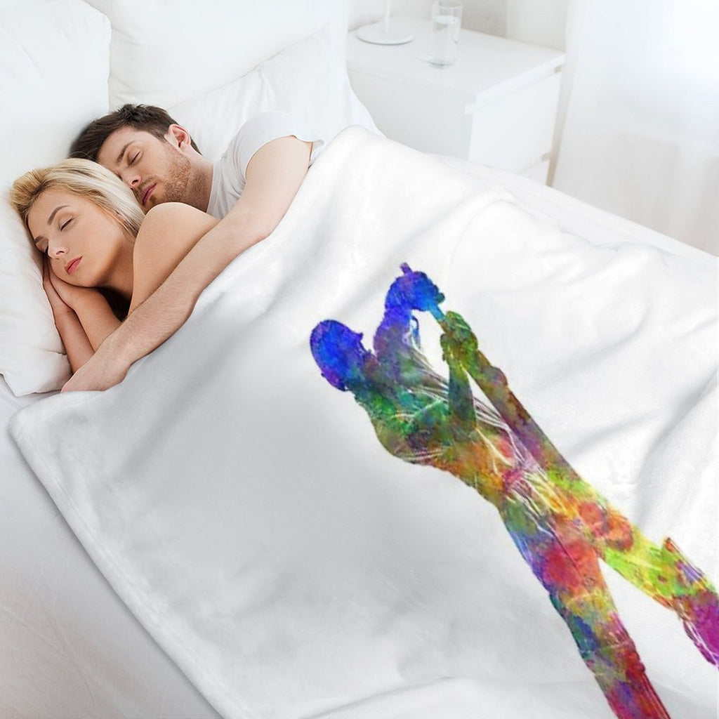 Cricket Player Batsman Silhouette 05 Lightweight Throw Blanket