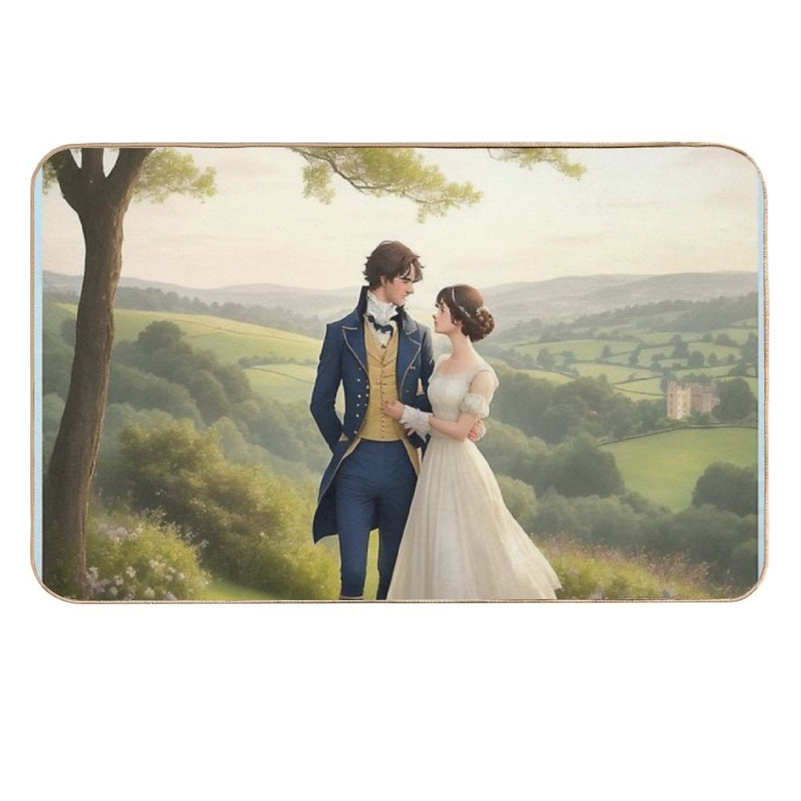 Mr Darcy And Elizabeth Bennett Pride And Prejudice Inspired Art  Dirt-Trapping Bath Mat