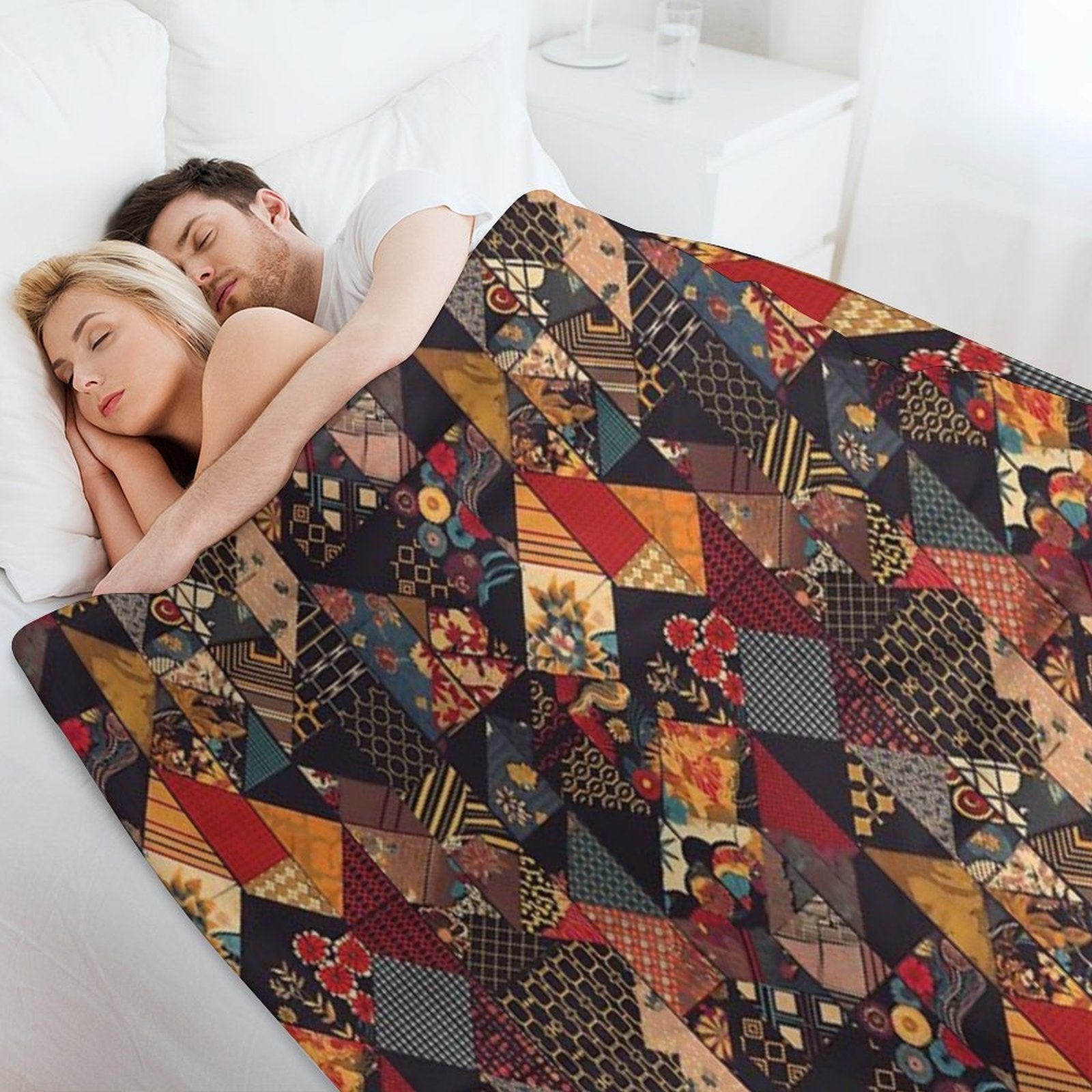 Symmetry Flow - Seamless Pattern Furoshiki Design Plush Throw Blanket