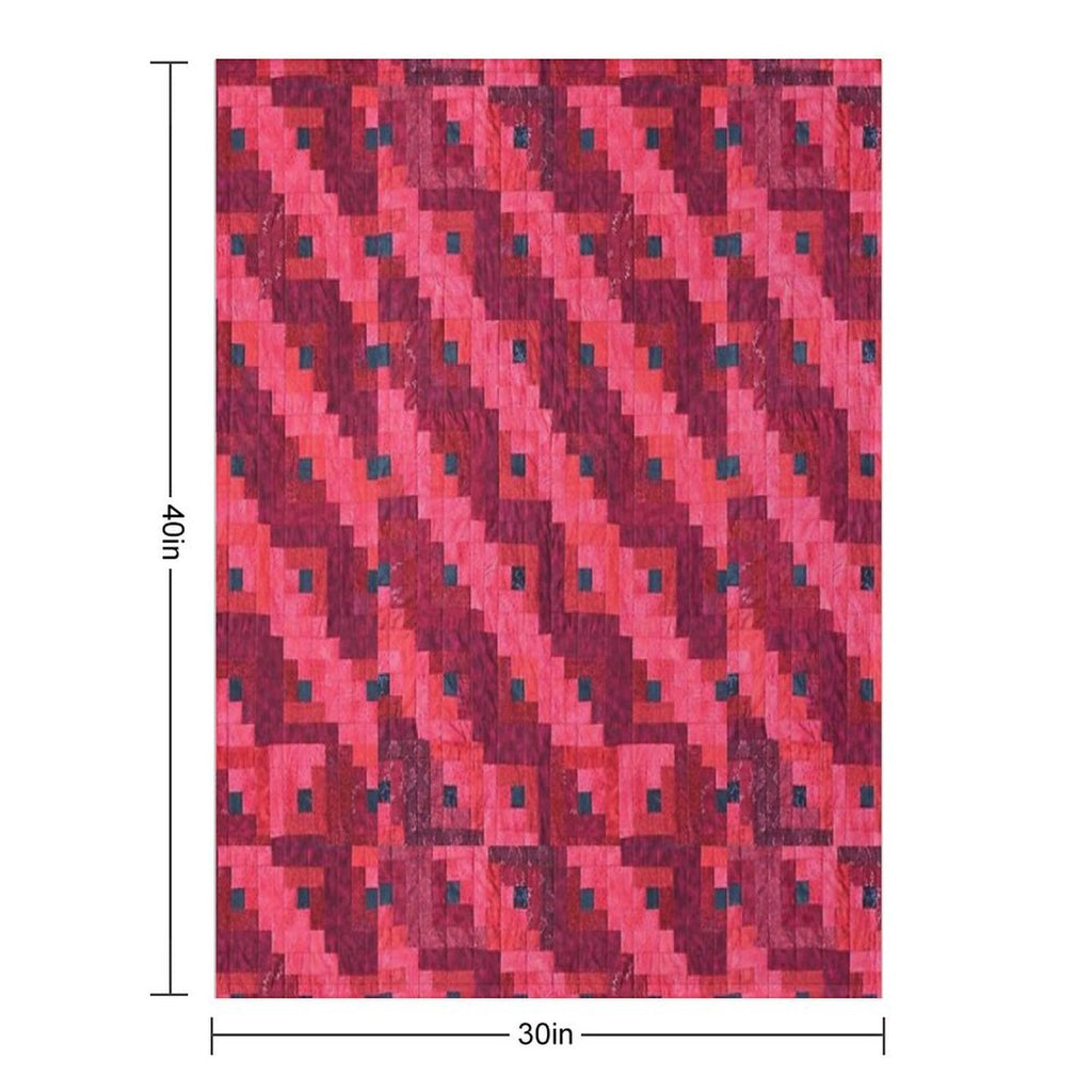 Red Log Cabin Quilt Eco-conscious Throw Blanket