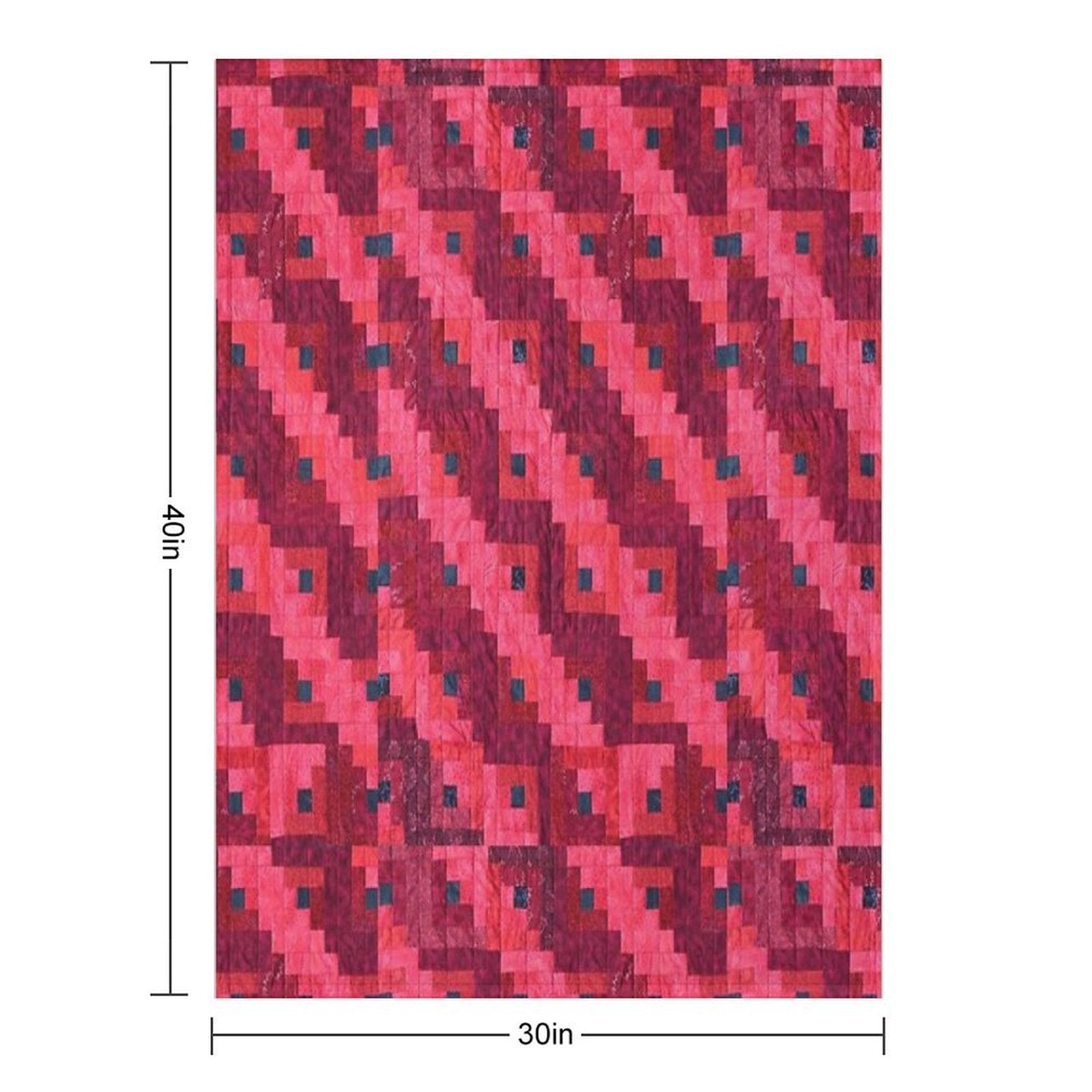 Red Log Cabin Quilt Eco-conscious Throw Blanket