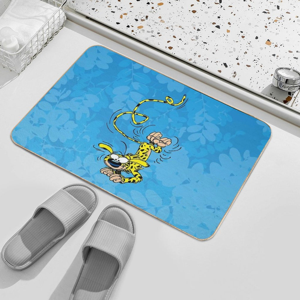 Marsupilami Handstand  Light Blue Design  Fade-Resistant Bath Mat
