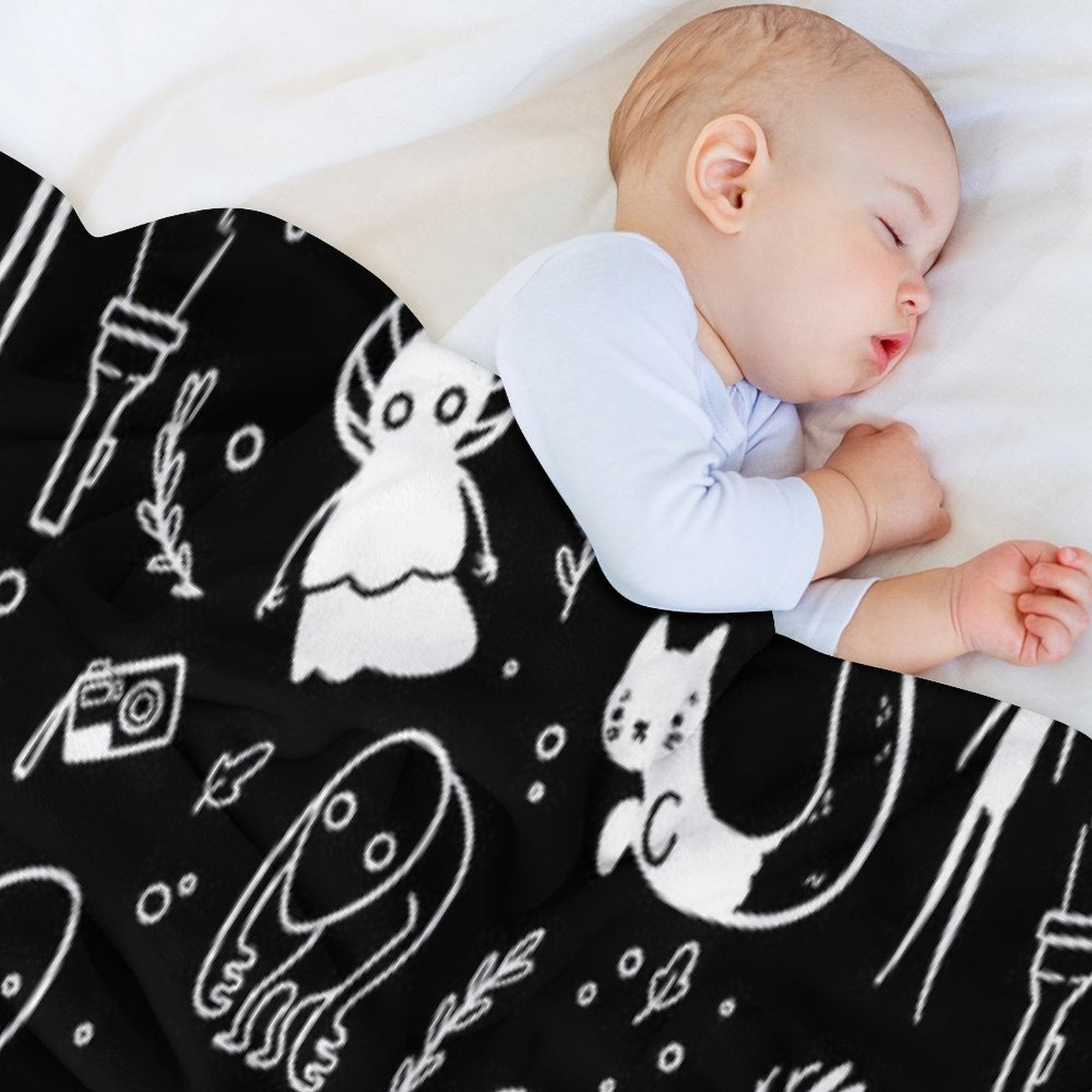 Cryptids in Black Compact Throw Blanket